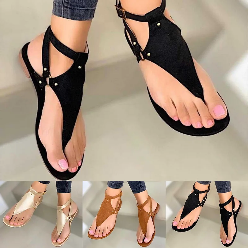 

2021 Top seller Women sandals Solid Large Size Rome Solid Sandals Women's Anti-slip Hot Selling Wedges Summer shoes