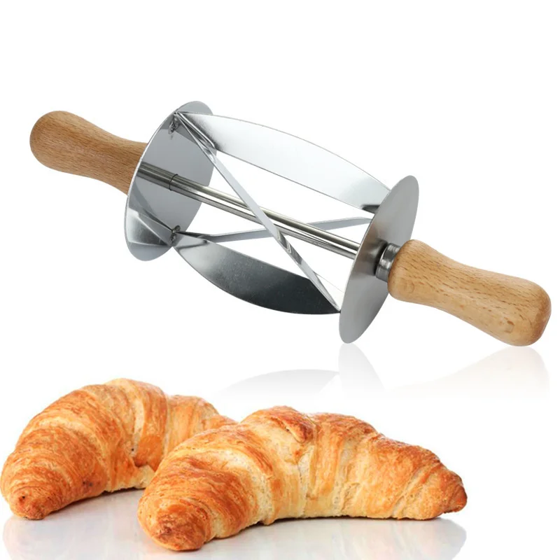 

Baking Supplies Croissant Tool Roller Stainless Steel Croissant Peeler Bread Mould Croissant Hob Cross Blade Design Kitchen