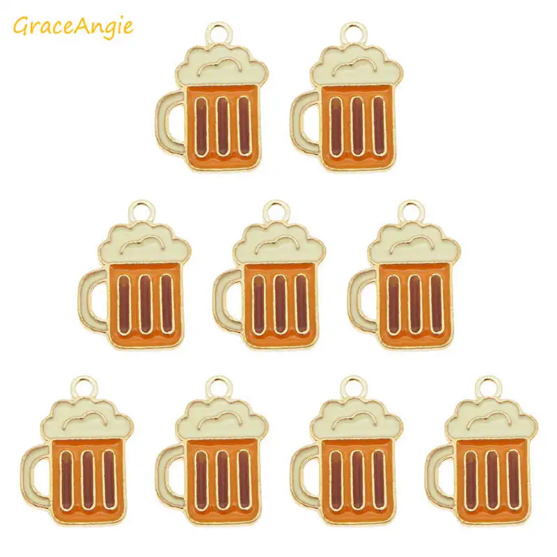 5 шт./10 шт. милые эмалированные чаши для кружки пива подвески золотого цвета