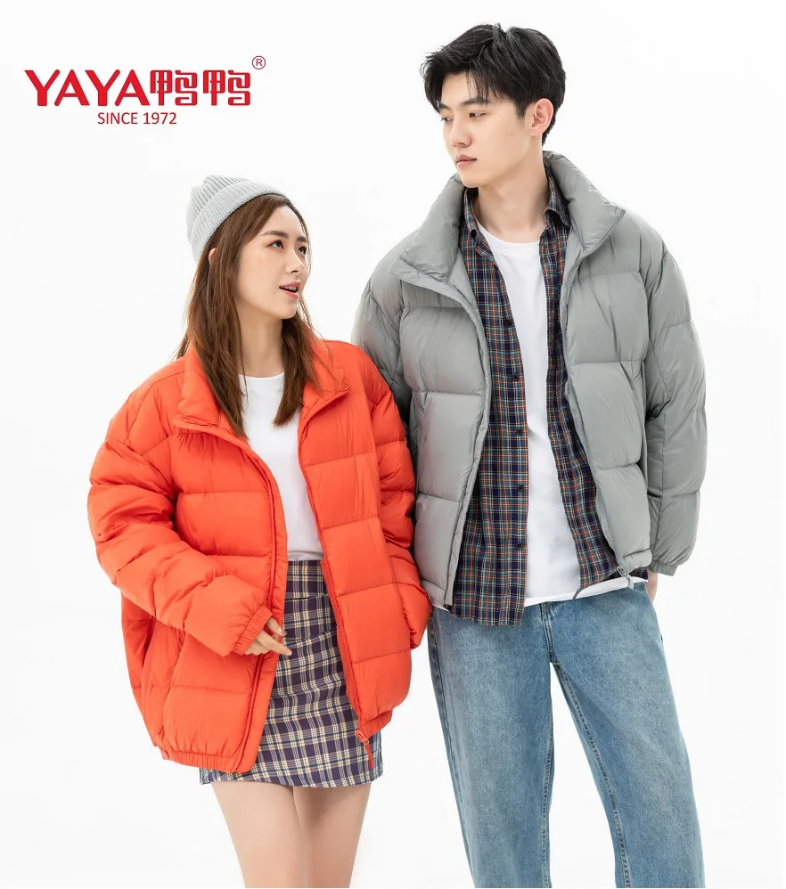 YAYA 2021 Winter Men's  90% White Duck Down Jacket Hooded Couples Style Thick Puffy Coat Windbreak Business Casual Warm Outwear