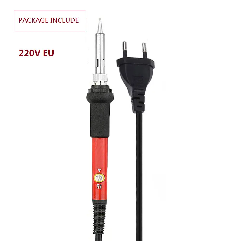 220V EU plug-red 60 Вт паяльник с регулируемой температурой Электрический паяльник паяльная станция мини-ручка термокарандаш сварочные ремонтные инструменты - Цвет: 220V EU plug-red
