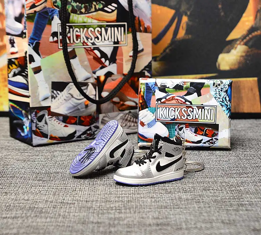 a pair w metal ring Персональный DIY Jordan Generation AIR JORDAN 1 chicago 3D кроссовок фигурный брелок сумка Подвеска парный брелок - Цвет: a pair w metal ring