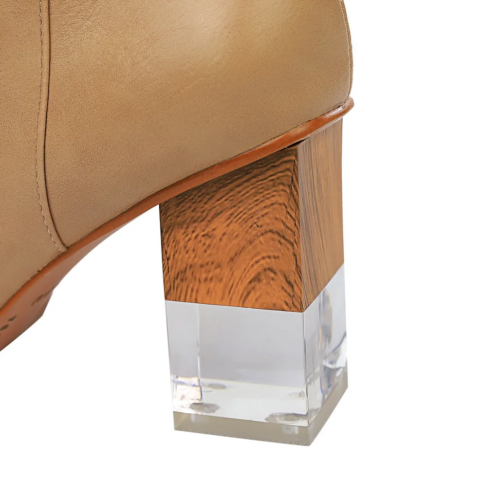 

Fashion sexy slimming nightclub women's boots transparent crystal with thick with high heel square ankle boots 298-1