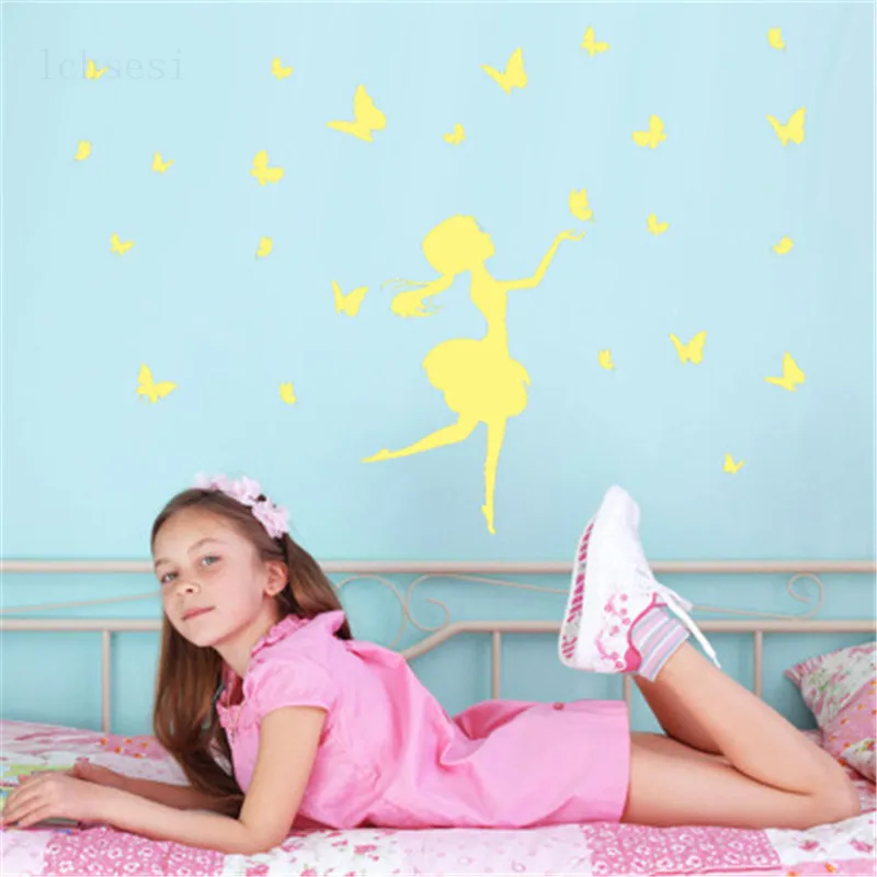 Светящиеся наклейки в виде сказочных звезд и бабочек украшения для детской