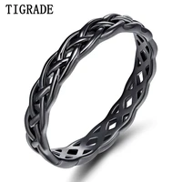 tigrade 4mm black 925 sterling silver jewelry celtic knot ring women eternity wedding engagement band fashion anel rings collar