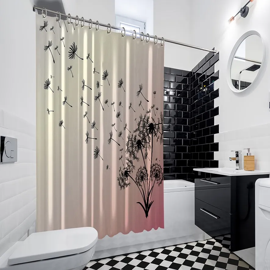 Занавеска для душа Одуванчик цветы летающие на воздухе летние дикие растения