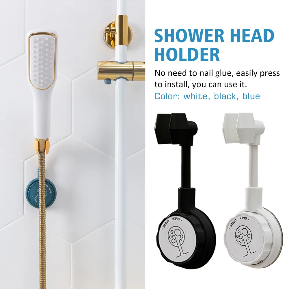 

Wall Mounted Hands Free Bathroom Shower Head Holder Hotel Waterproof Adjustable Angle ABS Handheld Home Universal No Drilling