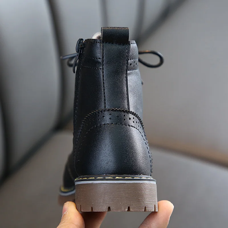 Осенне зимние черные мотоциклетные ботинки для девочек модные размер 26 36 удобные