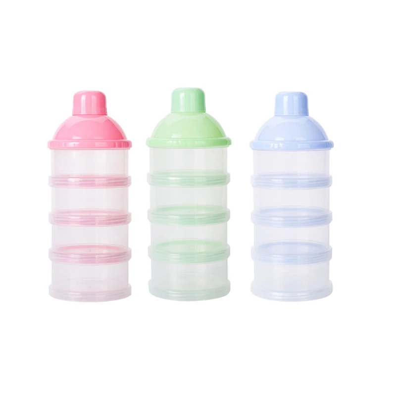 

4 Layers Portable Baby Kids Food Storage Box Cute Infant Baby Travel Milk Powder Box Essential Cereal Toddler Snacks Container