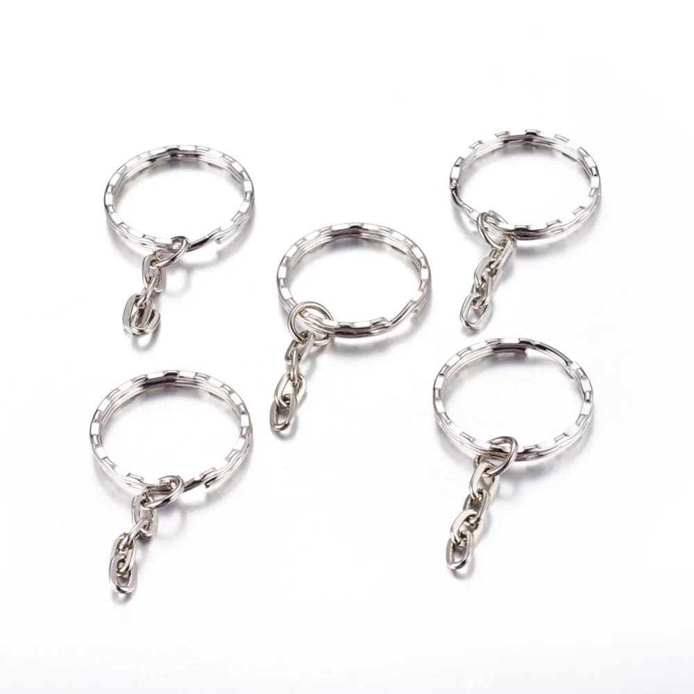 

50 PCS Iron Split Key Rings Keychain Clasp Findings Platinum 21mm