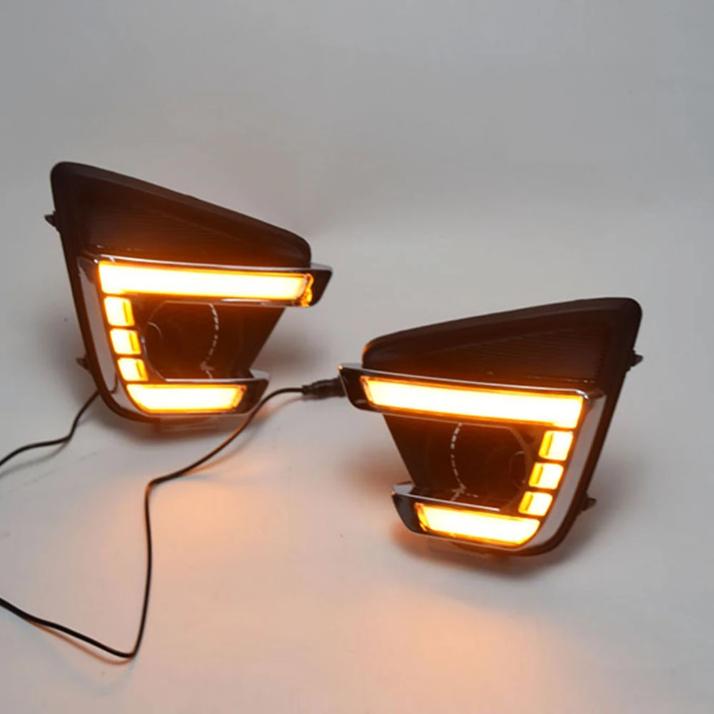 

1Pair LED For Mazda cx-5 cx5 2012 2013 2014 2015 2016 led drl daytime running light turn signal yellow 12V fog lamp