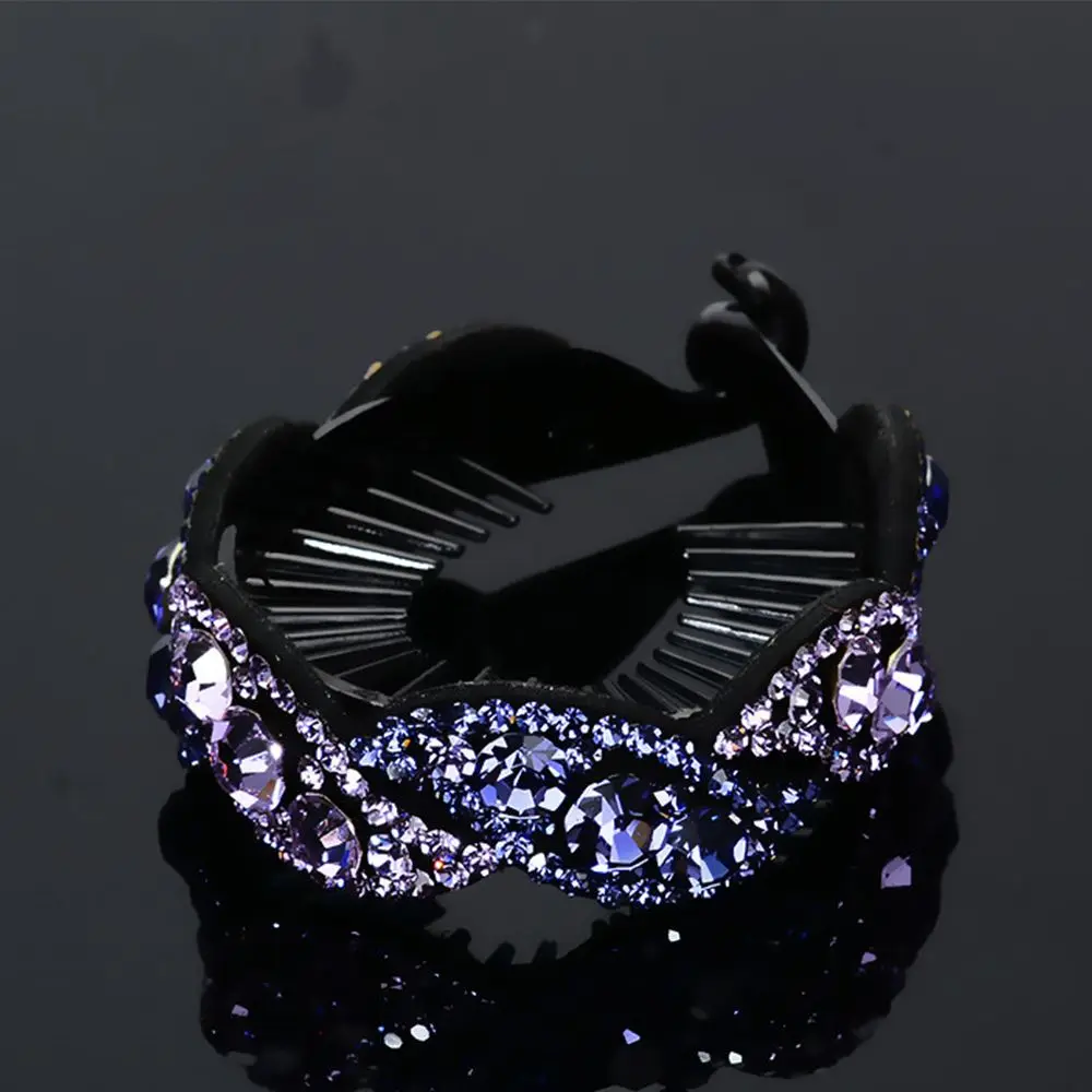 Fashion Rhinestone Leaves Shape Hair Clips Claws Women Ladies Hairpins Openwork Floral Crystal Bird Nest Barrette Headwear