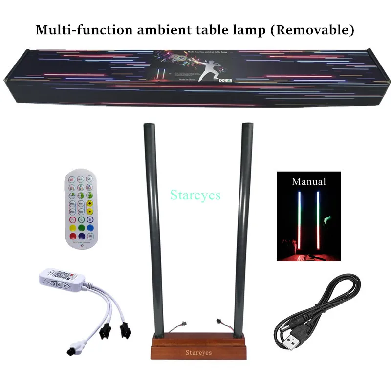 Multi-Function Ambient Table lamp Bluetooth Music Activated Desk Night light USB DC5V Magic Color RGB strip Phone Holder | Лампы и