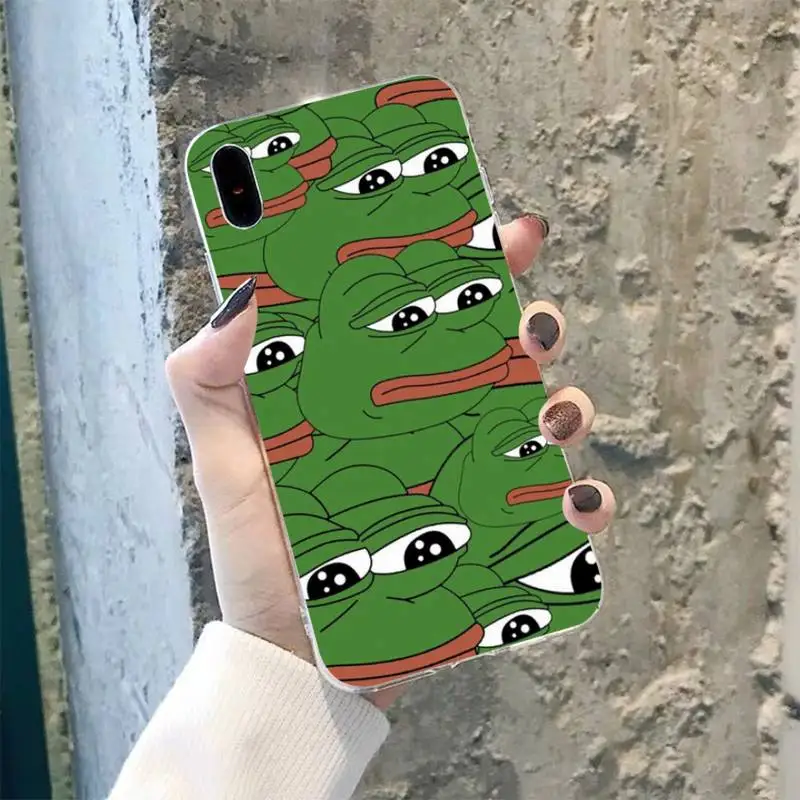 

FHNBLJ Internet Meme Smug Frog Pepe Soft black Phone Case for iPhone 8 7 6 6S Plus X 5S SE 2020 XR 11 pro XS MAX