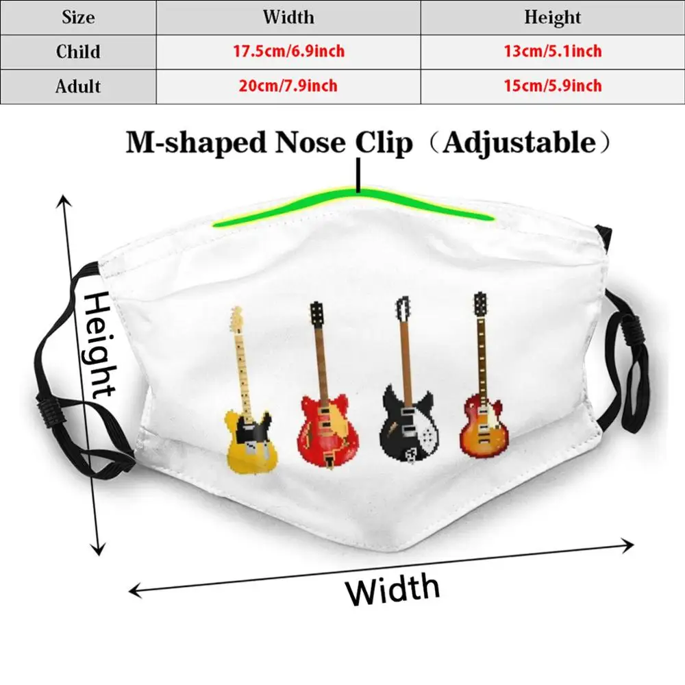 Электрические Классические гитары Pixel маска с принтом моющийся фильтр Забавный