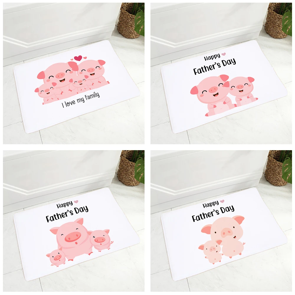 Cartoon Dog Elephant Cow Family Doormat Non-Slip Soft Flannel Carpet Decor Nordic Animal Floor Door Mat for Hallway | Дом и сад