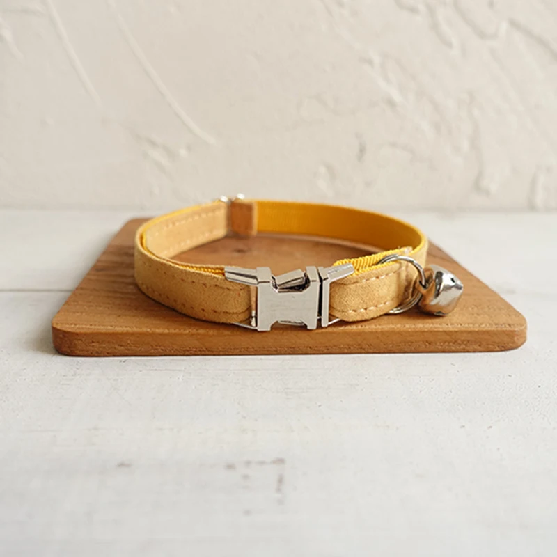 

Pet Small Dog Collar THE YELLOW Fashion Solid Adjustable Cat Nameplate ID 2 Sizes Poly Satin And Nylon Cat Collar Sash Small Bel