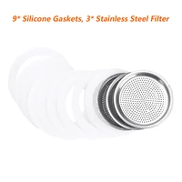 moka coffee pot accessories silicone sealing gasketsstainless steel filter reusable fittings compatible with 6 cup moka express