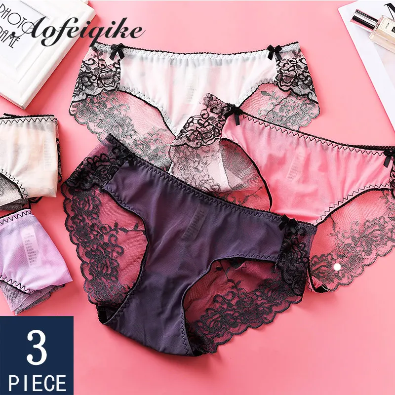 Женское нижнее белье сексуальные кружевные трусики Цветочная мягкая сетка