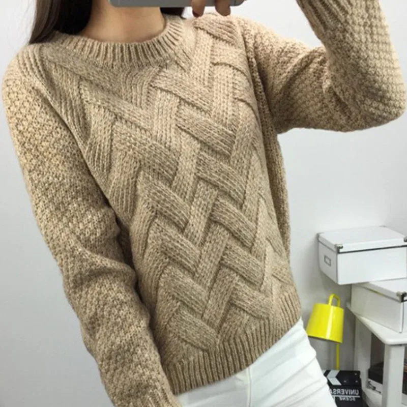 2018 винтажный женский свитер Новый Модный пуловер с круглым вырезом Зимний