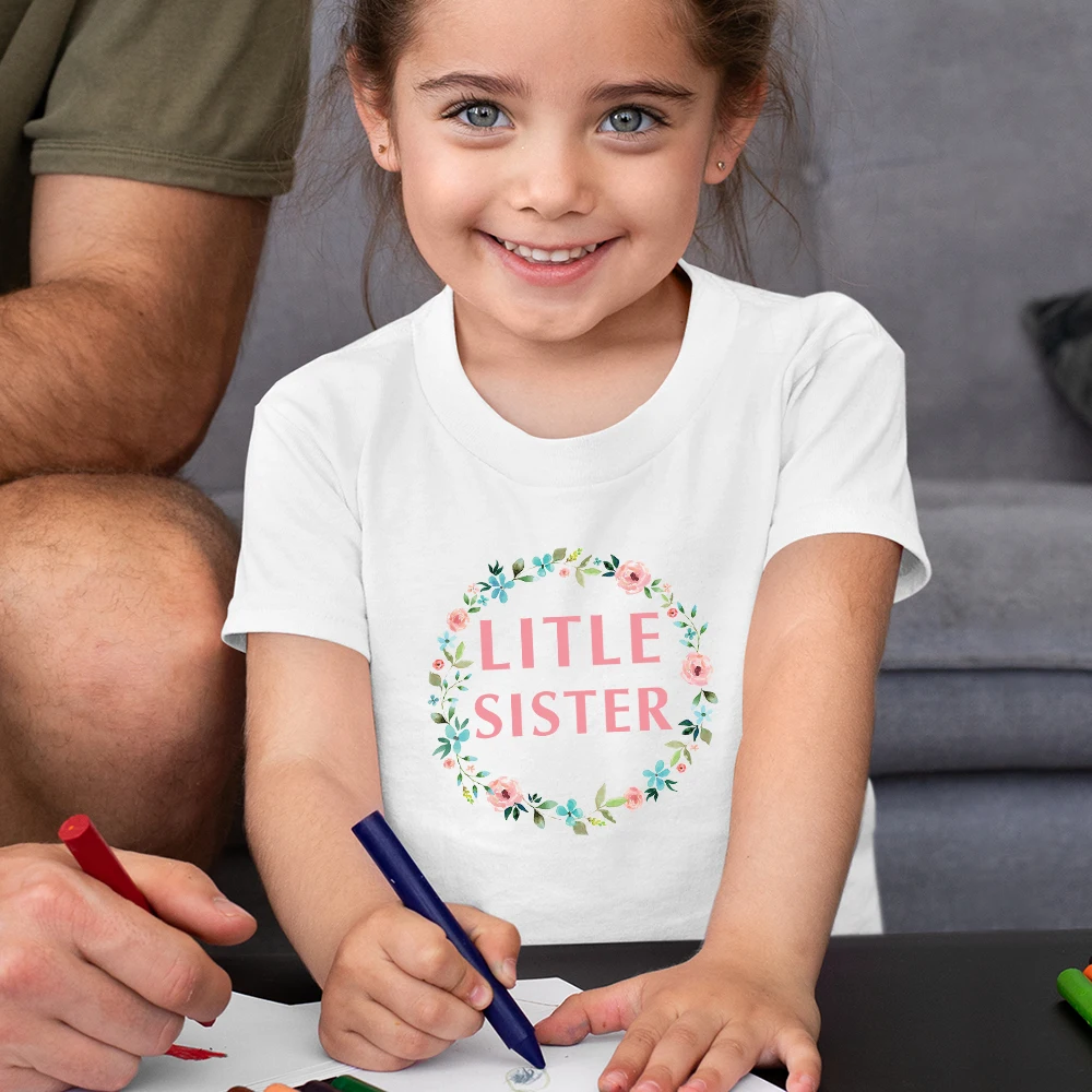 

Little Sister Toddler Girl T Shirt Children Summer Short Sleeve Tee Shirt Enfant Fille Fashion Pop France Kids Tops Dropship