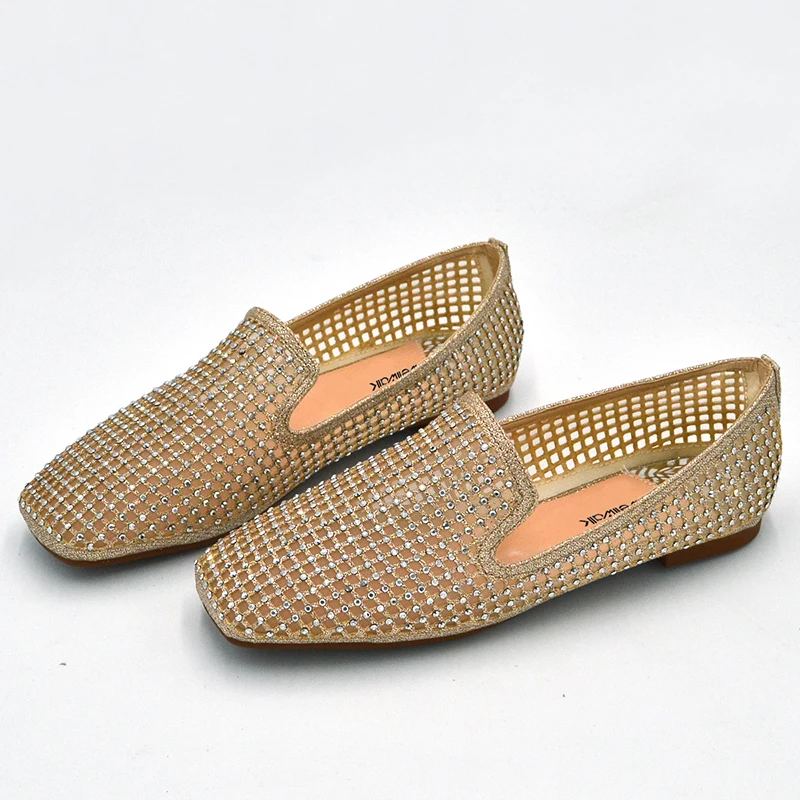 Wellwalk/черная блестящая обувь женские балетки на плоской подошве со стразами