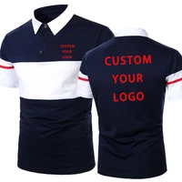 custom your logo mens polo shirt summer patchwork short sleeve business classic casual tops men slim polo t shirt