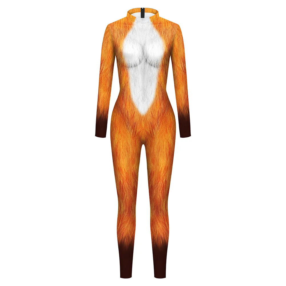 

New Sexy Bodysuit Animal Tiger Cosplay Stage 3D Printed Playsuit Overalls Tights Fitness Women Bodycon One Piece Jumpsuits