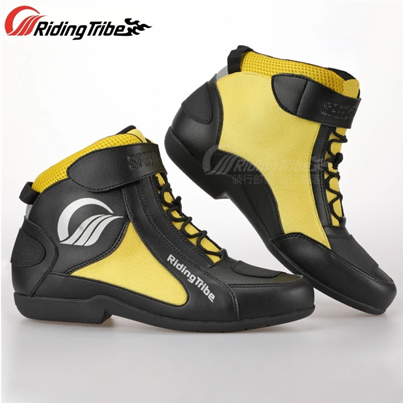 

Men's Motorcycle Boots Leather Summer Breathable Anti Collision Motocross Off Road Dirt bike Riding Cycling Outdoor Shoes A015