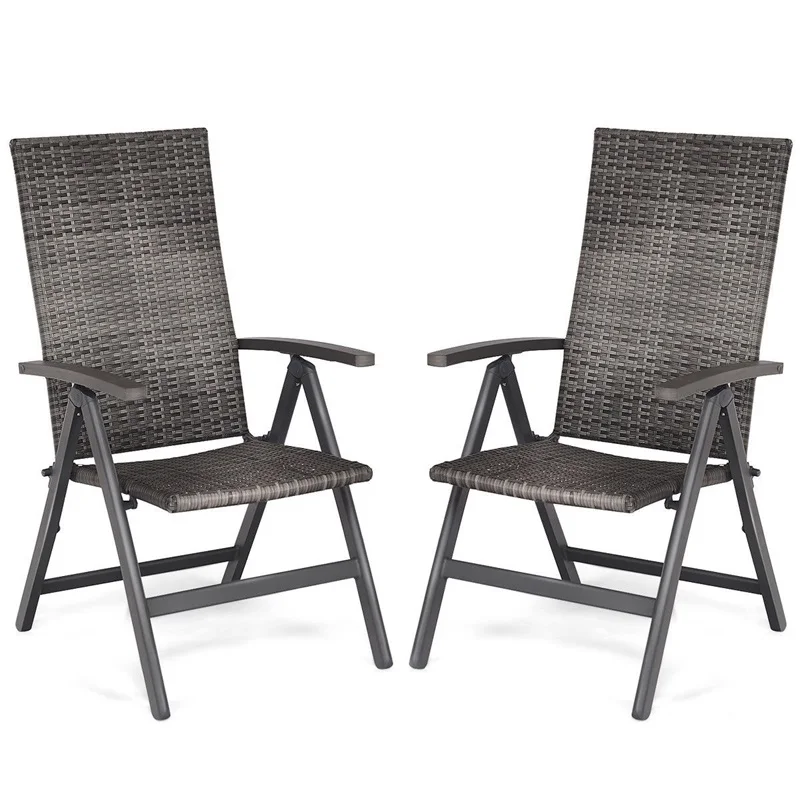 Регулируемые складные уличные плетеные портативные стулья из ротанга 2 шт.