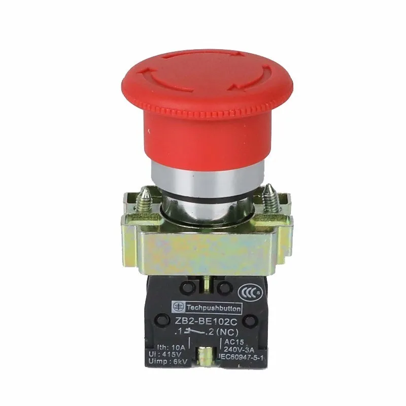 

1pcs NC Momentary Latching 22mm XB2-BS542 Red Mushroom Emergency Stop Push Button Switch Zb2-be102 Equipment Lift Elevat