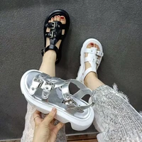 new summer womens sandals 2021 thick soled fashion chain slope heel womens high heels casual sandals beach womens shoes