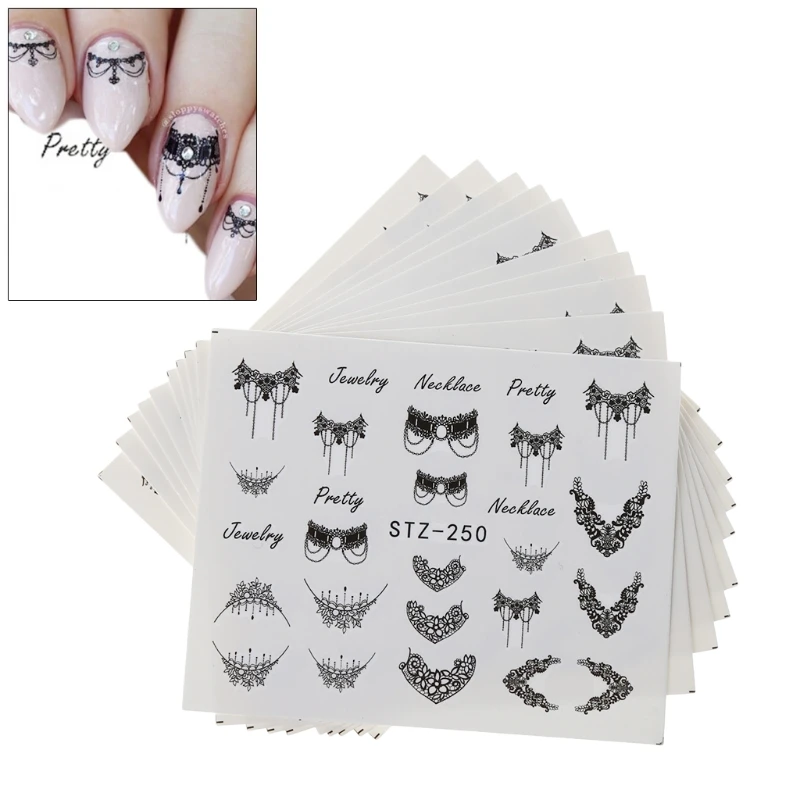 Салоны для ногтей 10 шт Популярные черные наклейки маникюра переводные | Красота и