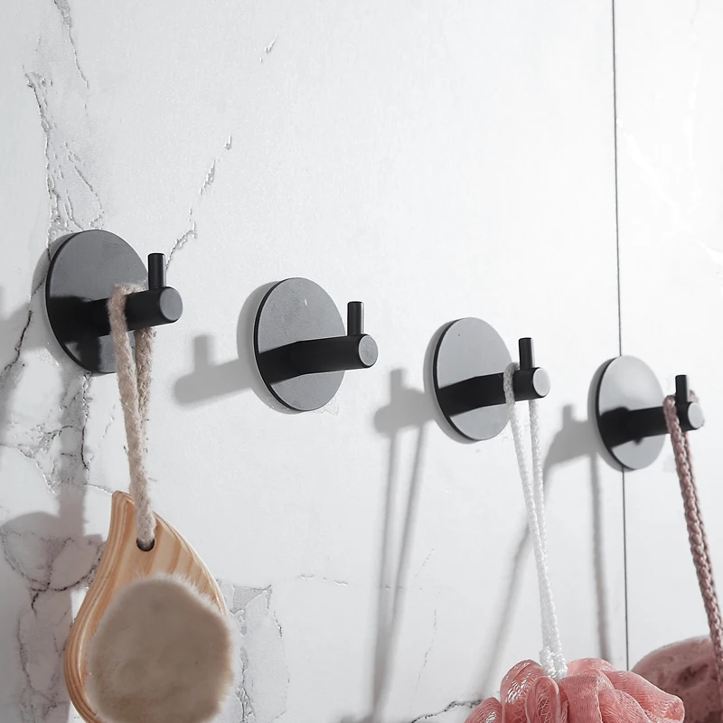 

US WarehouseRustproof SUS304 Stainless Steel Adhesive Hooks Bathroom Accessories Set Towel Hook Tissue Holder High-strength