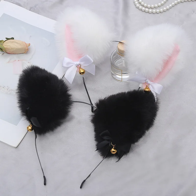 Милые обручи для волос с кошачьими ушками резинки колокольчиком косплея