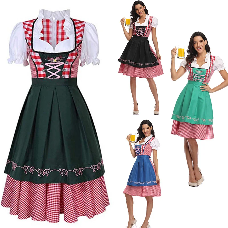 the-new-lady-dirndl-oktoberfest-costume-bavarian-national-pink-plaid-clubwear-cosplay-carnival-halloween-fancy-party-dress