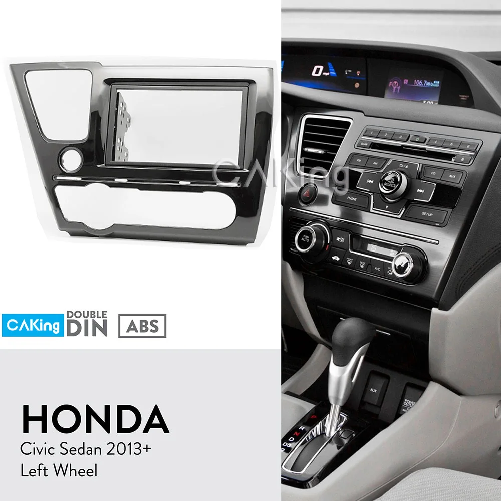 Двойная Din Автомобильная радиопанель Fascia ДЛЯ Honda Civic Sedan 2013 + (левое колесо) адаптер