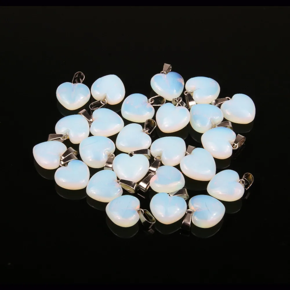 10 قطعة/المجموعة الحجر الطبيعي قلادة القلب شكل المعلقات أوبال/الملكيت سحر صنع المجوهرات لقلائد حجم 25x17mm