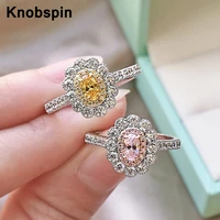 knobspin 925 sterling silver rings gold plated 35mm luxury brand oval flower ring for women fine jewelry wedding accessories