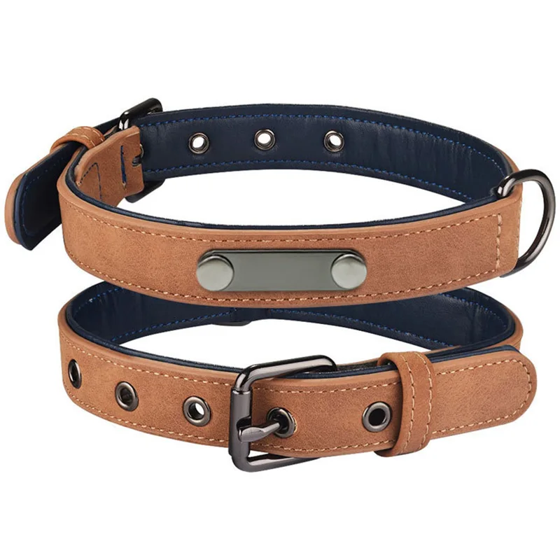 

Custom Personaliz Dog Collar Leather Pet Collar Pet Supplies For Dogs German Shepherd Doberman Bull Dog French Yorkshire Terrier