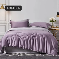 lofuka luxury purple gray 100 silk bedding set beauty duvet cover queen king flat sheet fitted sheet pillowcase best bed set