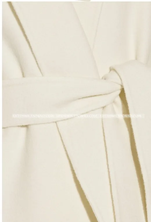 

New Autumn and Winter Women's White Wool Coats England Style Lady's Long Woolen Trench Coat Loose Overcoats Cashmere Jacket