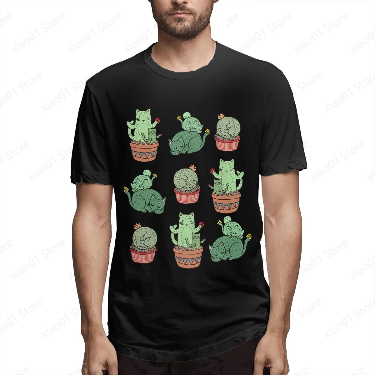 

Cactus Cats T Shirt Men Women Graphics Harajuku T-Shirt Creativity Short Sleeve Tee Tops