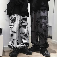 tie dyed cargo pants mens loose trousers with pockets casual wide leg pants mens hip hop clothing harajuku streetwear