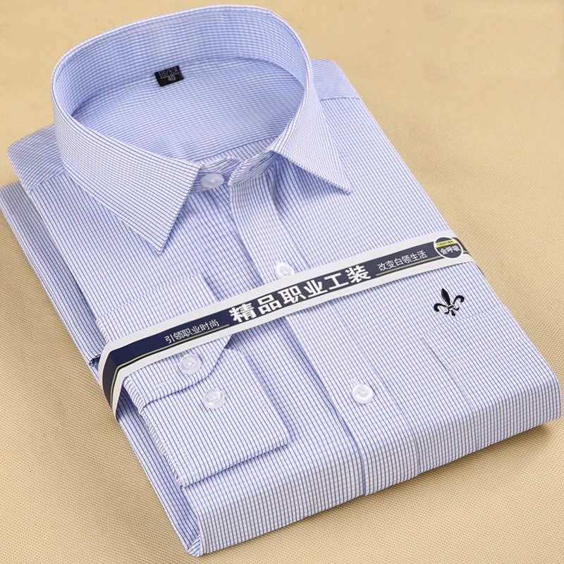 Dudalina плюс размер 9XL вышивка мода Blusa Camisa Social клетчатые мужские рубашки с длинным рукавом Slim Fit рубашка мужская одежда мужская полоса - Цвет: 8868-23-BLUE-G