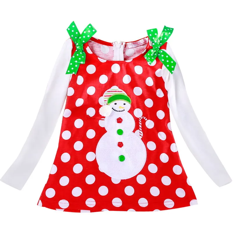 Green Polka Dot Christmas Dress Tutu Party Costume New Year Princess Winter Long Sleeves Children's Clothing | Детская одежда и