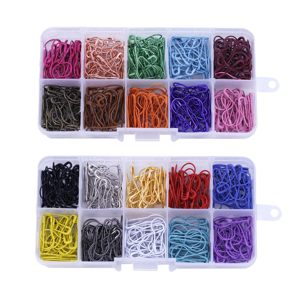 600 Pieces Assorted Bulb Safety Pins Calabash Pear Shaped Knitting Stitch Markers with Storage Box | Дом и сад