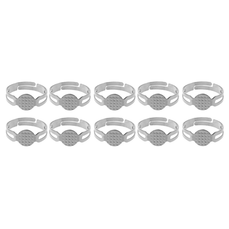 10 шт./лот металлическая основа для плоского кольца 8 мм пустые результаты клей на