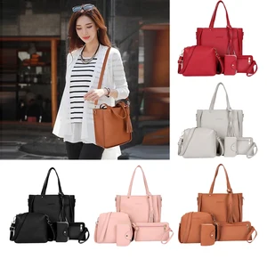 Women Handbags Top Handle Satchel Purse Shoulder Bag Set 4pcs