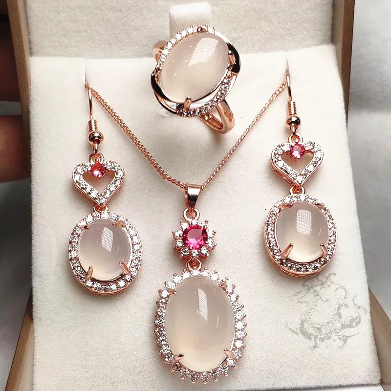 Jadery ювелирные наборы 925 пробы серебряное ожерелье/серьги/кольцо натуральный